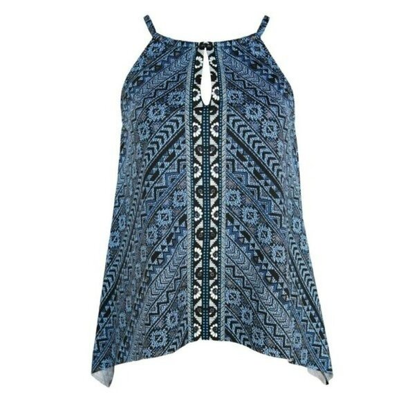 NWT Miraclesuit Women's Paillette Peephole Handkerchief Hem Swim Tankini Top - Picture 5 of 9